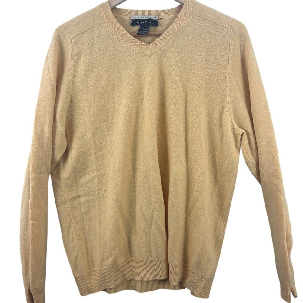 Glen Royal 100% Cashmere V-Neck Sweater Men’s‎ Medium Yellow